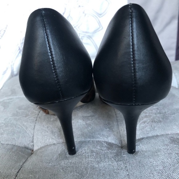 Le Chateau Black Leather Animal Print Pony Hair High Heel Size 6 - Picture 5 of 12